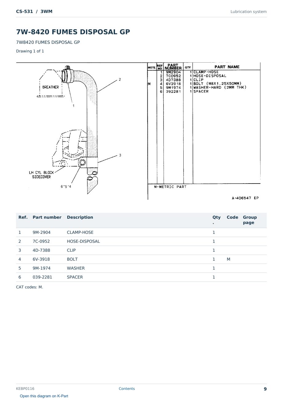 Caterpillar CS-531 S/N 3WM Partsbook KEBP0116 (English) - sample page 9 of 10 Caterpillar CS-531 S/N 3WM Partsbook KEBP0116 (English) - sample page 9 of 10