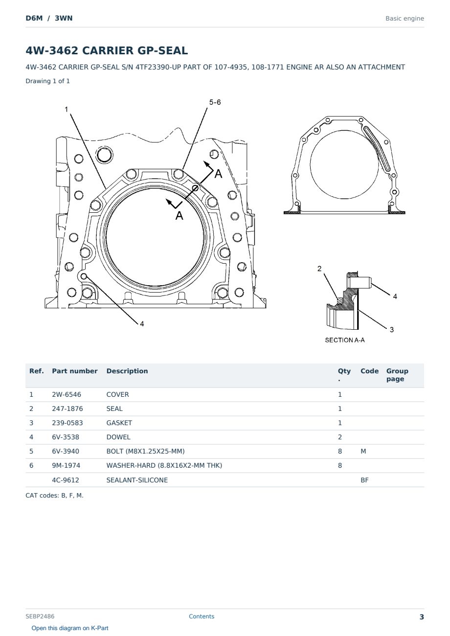 Caterpillar D6M S/N 3WN Partsbook SEBP2486 (English) - sample page 3 of 10 Caterpillar D6M S/N 3WN Partsbook SEBP2486 (English) - sample page 3 of 10