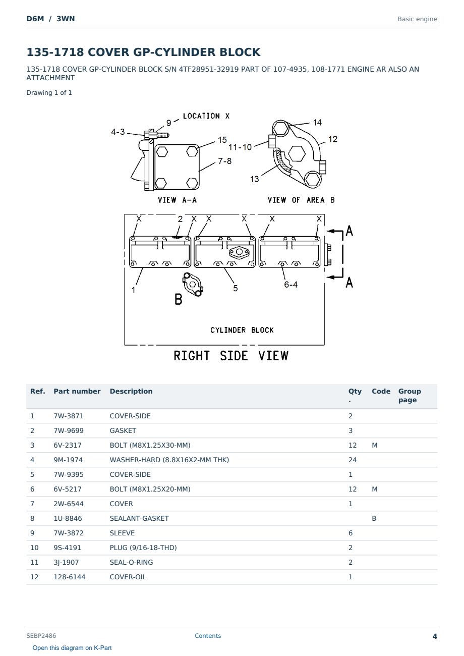 Caterpillar D6M S/N 3WN Partsbook SEBP2486 (English) - sample page 4 of 10 Caterpillar D6M S/N 3WN Partsbook SEBP2486 (English) - sample page 4 of 10