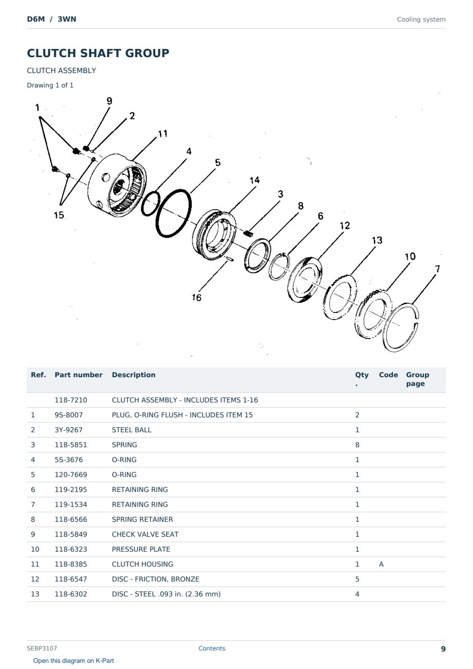 Caterpillar D6M S/N 3WN Partsbook SEBP3107 (English) - sample page 9 of 10 Caterpillar D6M S/N 3WN Partsbook SEBP3107 (English) - sample page 9 of 10