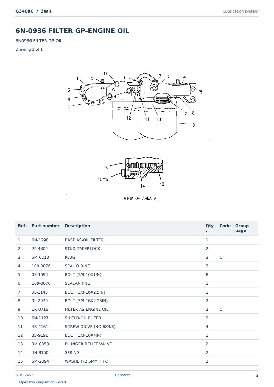 Caterpillar G3408C S/N 3WR Partsbook SEBP2457 (English) - sample page 5 of 10 Caterpillar G3408C S/N 3WR Partsbook SEBP2457 (English) - sample page 5 of 10