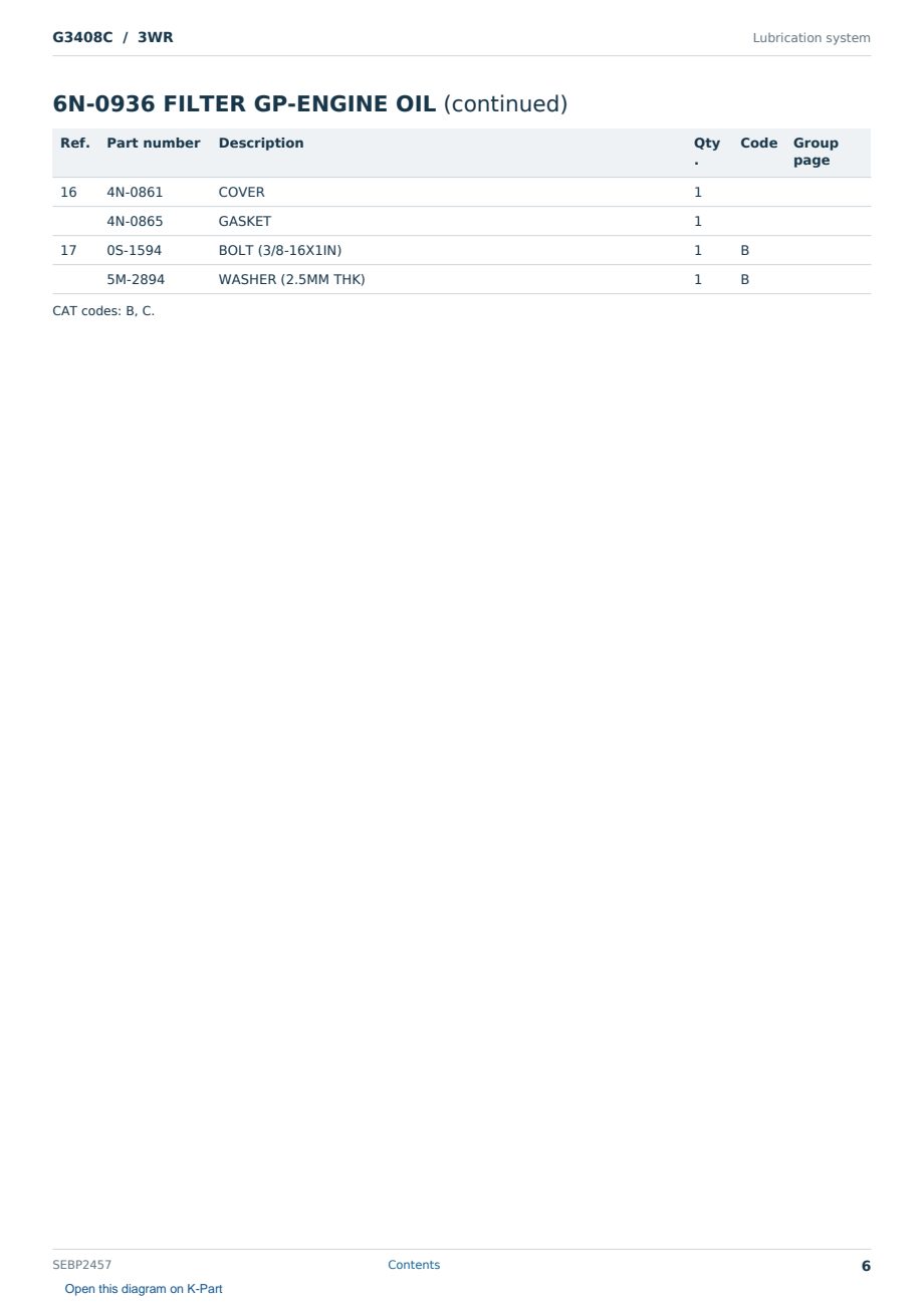 Caterpillar G3408C S/N 3WR Partsbook SEBP2457 (English) - sample page 6 of 10 Caterpillar G3408C S/N 3WR Partsbook SEBP2457 (English) - sample page 6 of 10