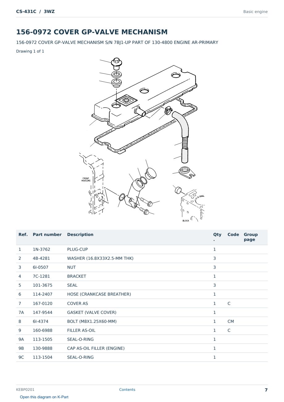 Caterpillar CS-431C S/N 3WZ Partsbook KEBP0201 (English) - sample page 7 of 10 Caterpillar CS-431C S/N 3WZ Partsbook KEBP0201 (English) - sample page 7 of 10