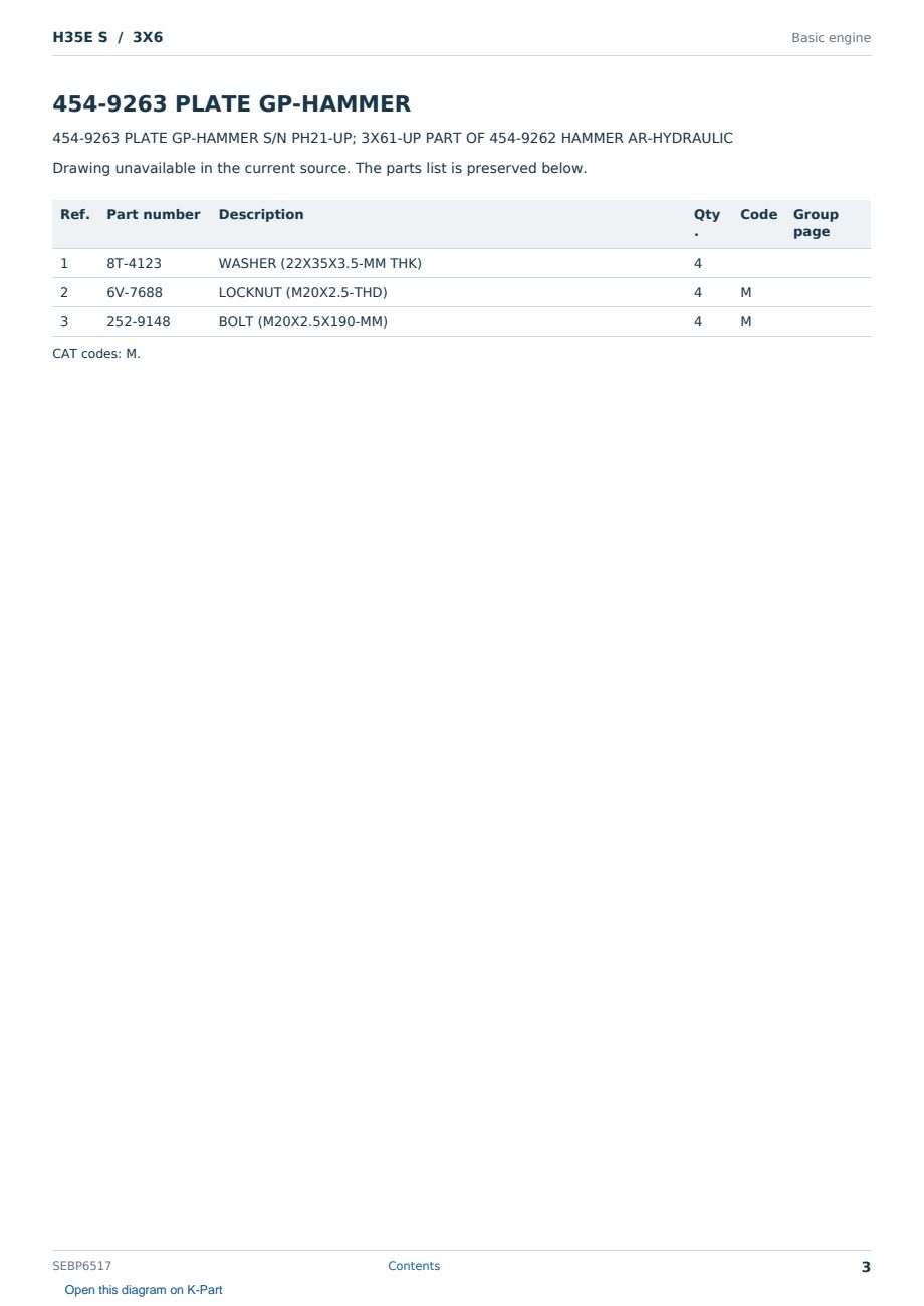 Caterpillar H35E S S/N 3X6 Partsbook SEBP6517 (English) - sample page 3 of 10 Caterpillar H35E S S/N 3X6 Partsbook SEBP6517 (English) - sample page 3 of 10