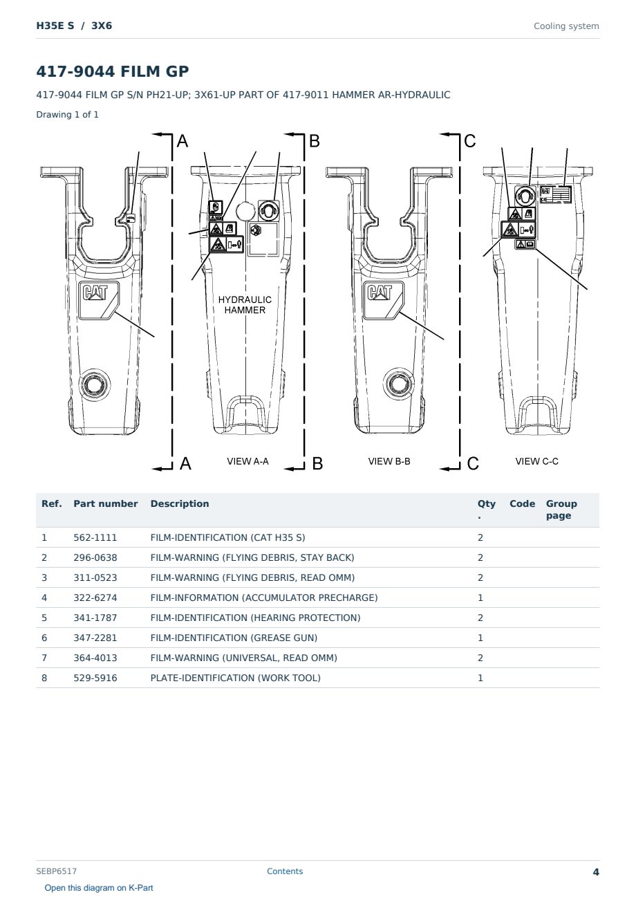 Caterpillar H35E S S/N 3X6 Partsbook SEBP6517 (English) - sample page 4 of 10 Caterpillar H35E S S/N 3X6 Partsbook SEBP6517 (English) - sample page 4 of 10