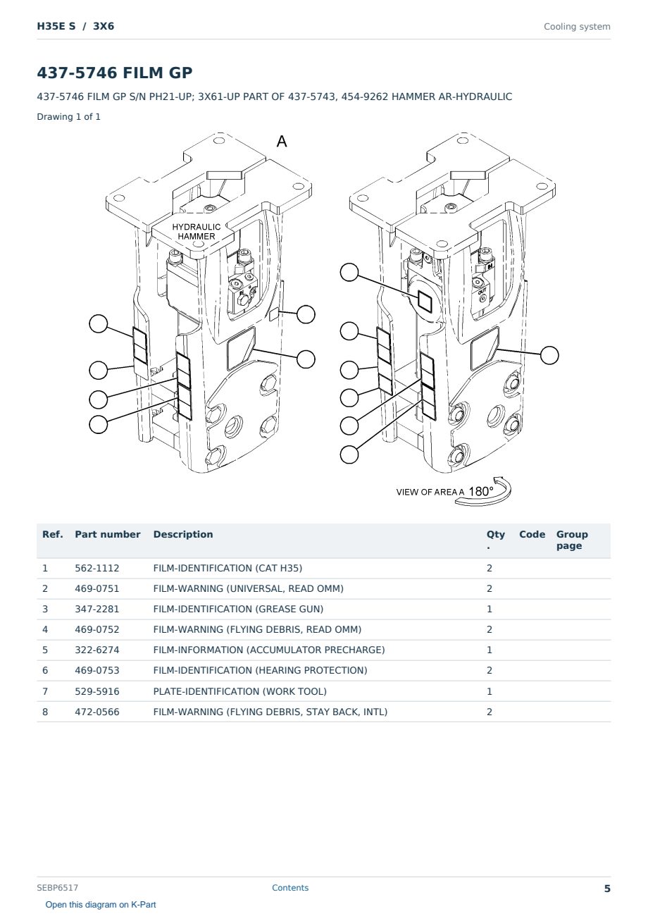 Caterpillar H35E S S/N 3X6 Partsbook SEBP6517 (English) - sample page 5 of 10 Caterpillar H35E S S/N 3X6 Partsbook SEBP6517 (English) - sample page 5 of 10