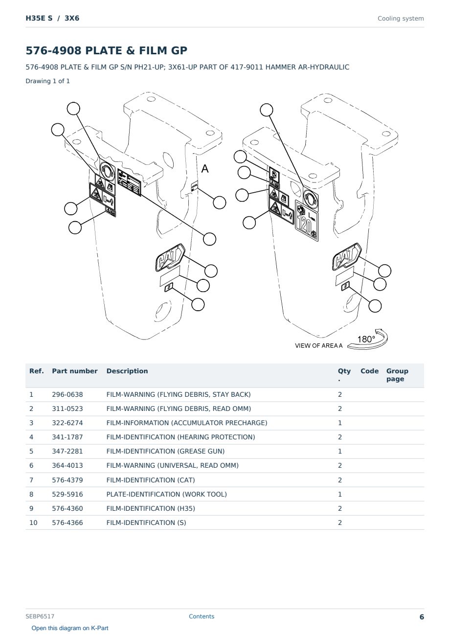 Caterpillar H35E S S/N 3X6 Partsbook SEBP6517 (English) - sample page 6 of 10 Caterpillar H35E S S/N 3X6 Partsbook SEBP6517 (English) - sample page 6 of 10
