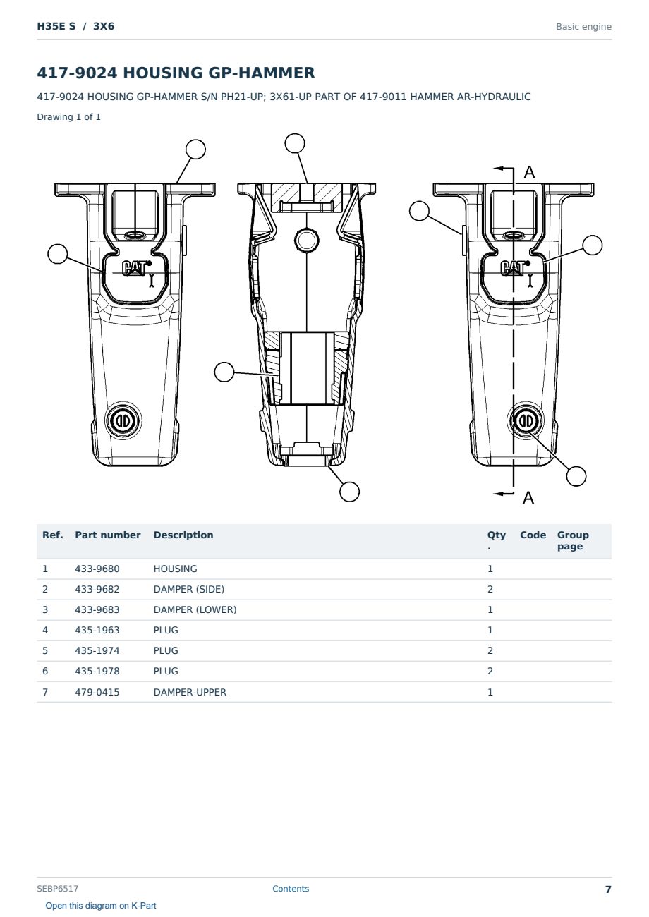 Caterpillar H35E S S/N 3X6 Partsbook SEBP6517 (English) - sample page 7 of 10 Caterpillar H35E S S/N 3X6 Partsbook SEBP6517 (English) - sample page 7 of 10