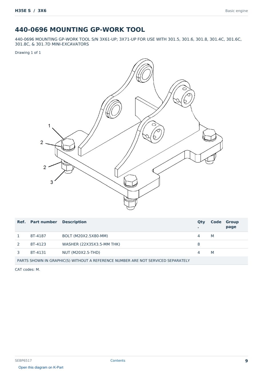 Caterpillar H35E S S/N 3X6 Partsbook SEBP6517 (English) - sample page 9 of 10 Caterpillar H35E S S/N 3X6 Partsbook SEBP6517 (English) - sample page 9 of 10