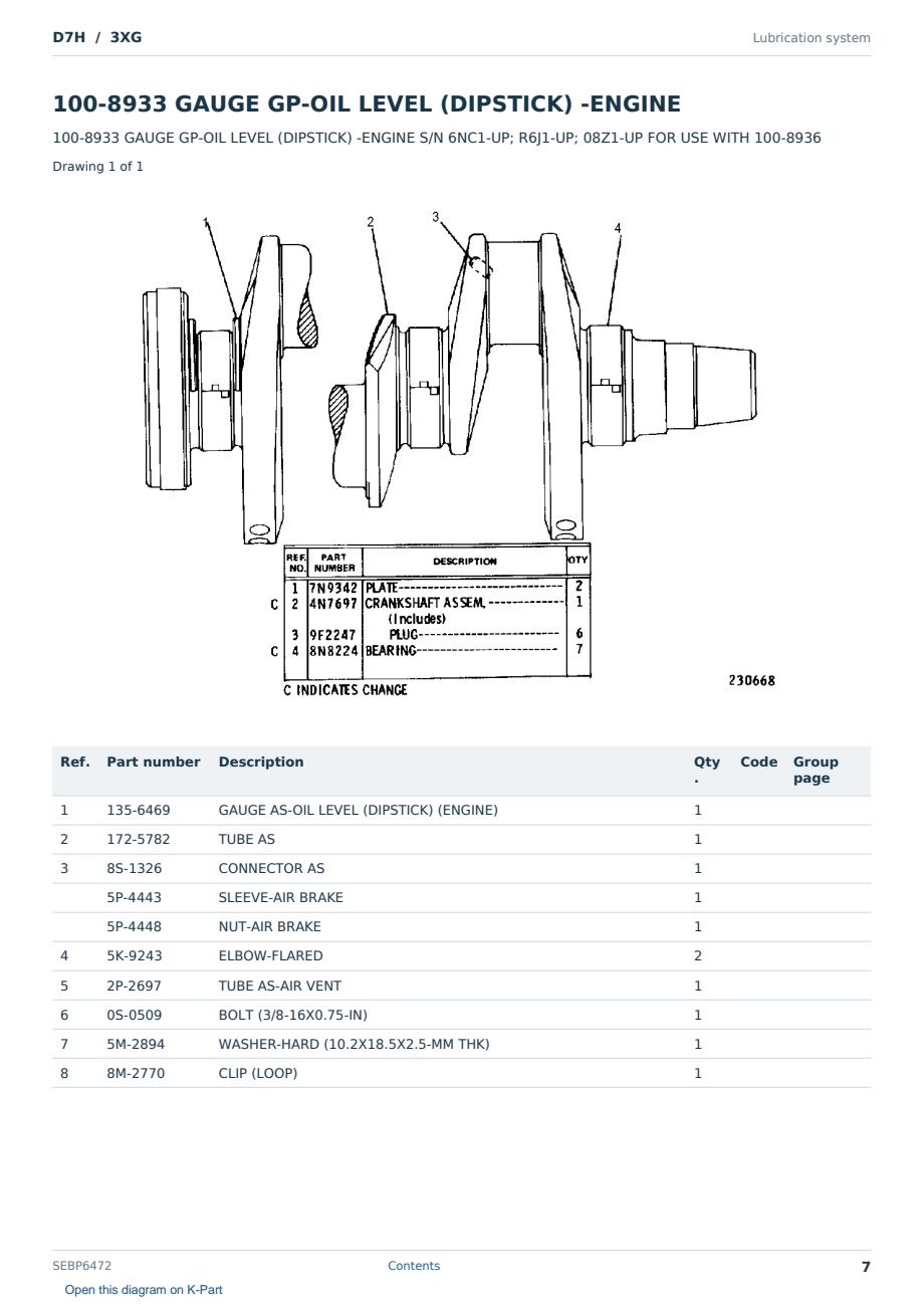 Caterpillar D7H S/N 3XG Partsbook SEBP6472 (English) - sample page 7 of 10 Caterpillar D7H S/N 3XG Partsbook SEBP6472 (English) - sample page 7 of 10