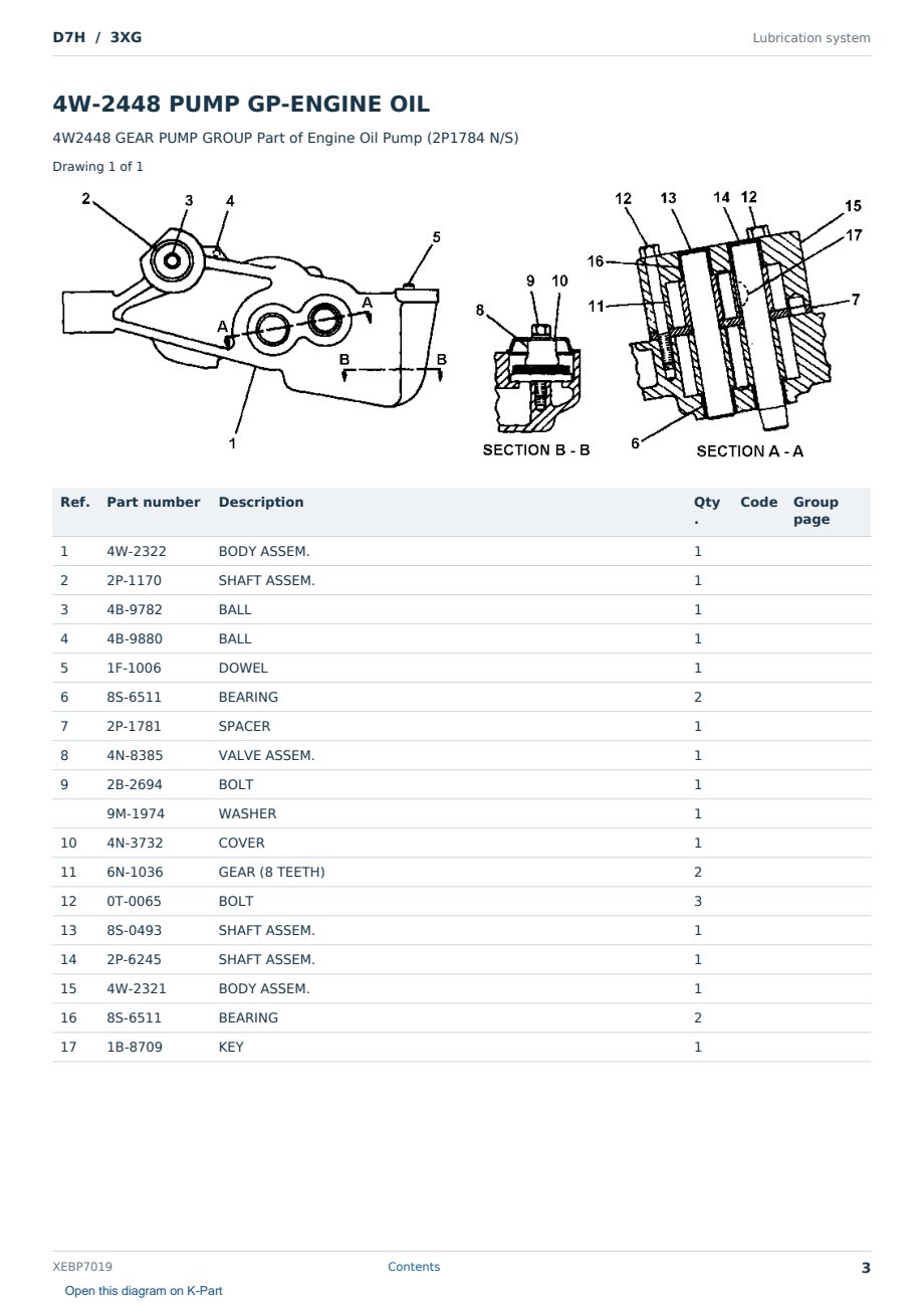 Caterpillar D7H S/N 3XG Partsbook XEBP7019 (English) - sample page 3 of 10 Caterpillar D7H S/N 3XG Partsbook XEBP7019 (English) - sample page 3 of 10