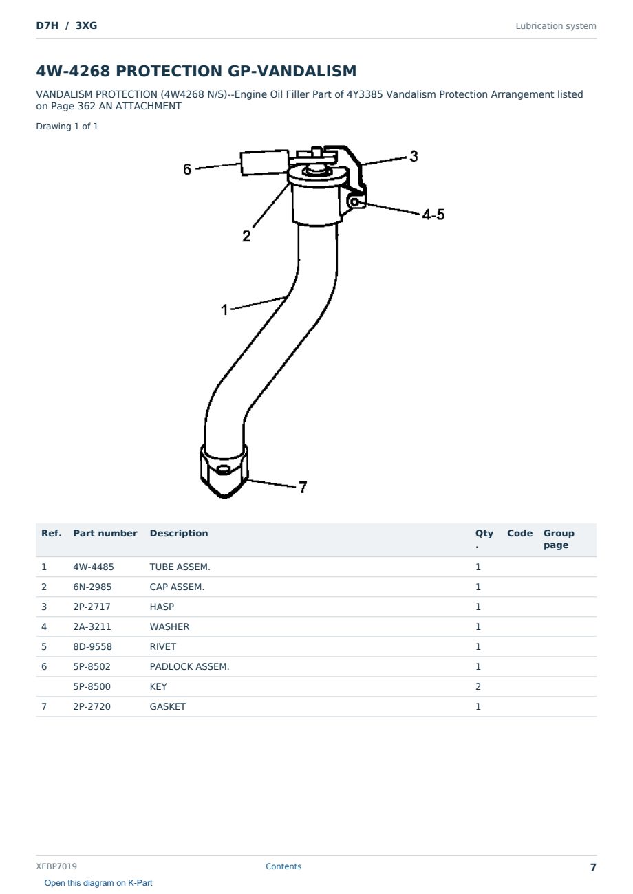 Caterpillar D7H S/N 3XG Partsbook XEBP7019 (English) - sample page 7 of 10 Caterpillar D7H S/N 3XG Partsbook XEBP7019 (English) - sample page 7 of 10
