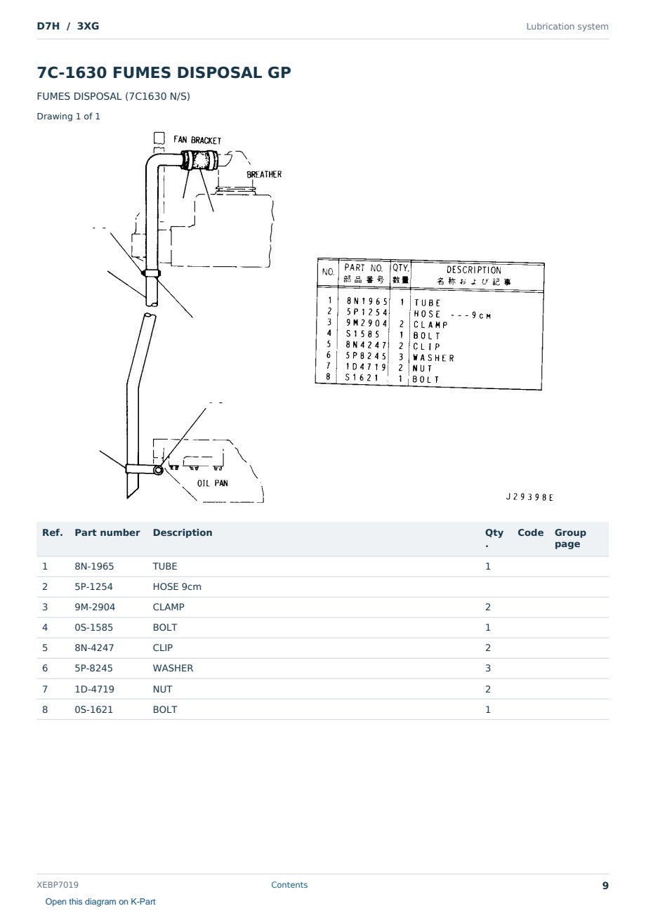 Caterpillar D7H S/N 3XG Partsbook XEBP7019 (English) - sample page 9 of 10 Caterpillar D7H S/N 3XG Partsbook XEBP7019 (English) - sample page 9 of 10