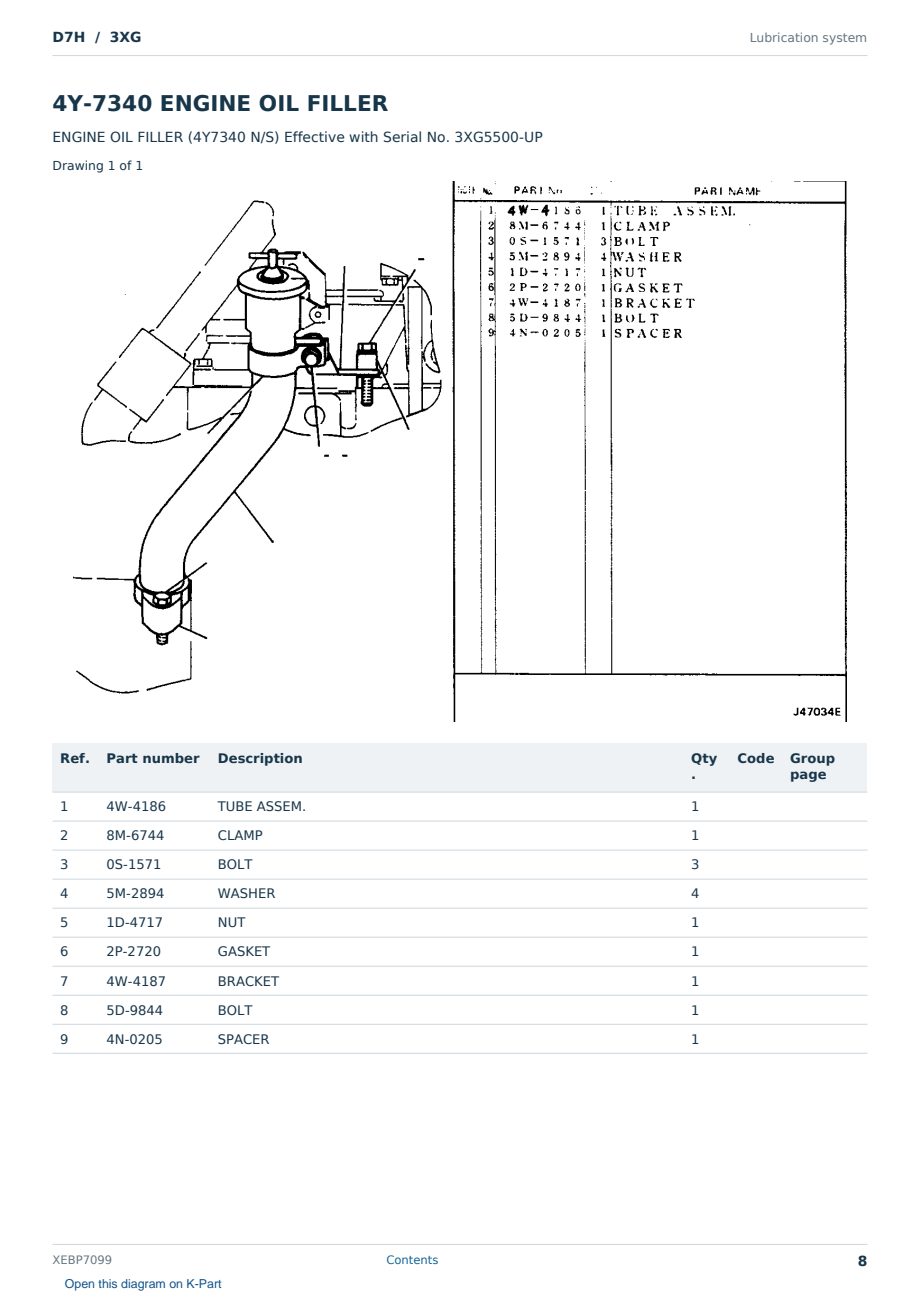 Caterpillar D7H S/N 3XG Partsbook XEBP7099 (English) - sample page 8 of 10 Caterpillar D7H S/N 3XG Partsbook XEBP7099 (English) - sample page 8 of 10