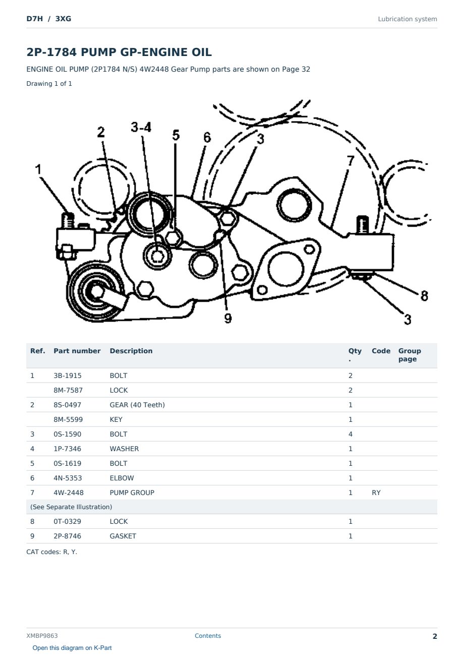Caterpillar D7H S/N 3XG Partsbook XMBP9863 (English) - sample page 2 of 10 Caterpillar D7H S/N 3XG Partsbook XMBP9863 (English) - sample page 2 of 10