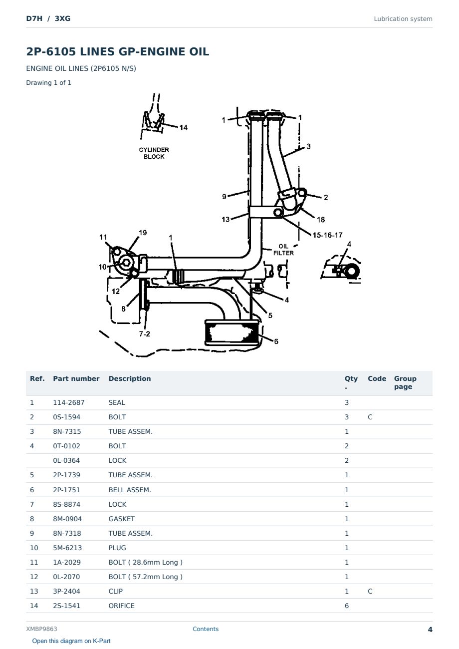 Caterpillar D7H S/N 3XG Partsbook XMBP9863 (English) - sample page 4 of 10 Caterpillar D7H S/N 3XG Partsbook XMBP9863 (English) - sample page 4 of 10
