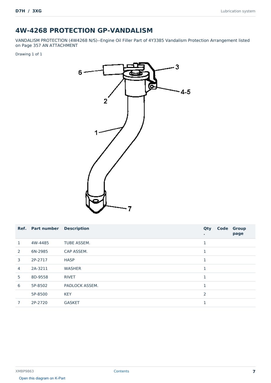 Caterpillar D7H S/N 3XG Partsbook XMBP9863 (English) - sample page 7 of 10 Caterpillar D7H S/N 3XG Partsbook XMBP9863 (English) - sample page 7 of 10
