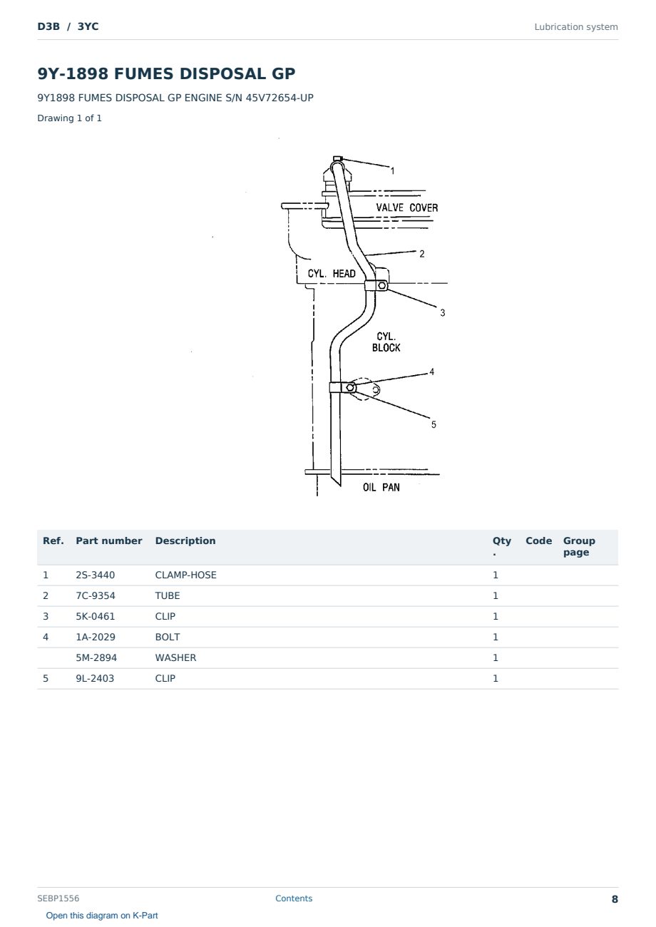 Caterpillar D3B S/N 3YC Partsbook SEBP1556 (English) - sample page 8 of 10 Caterpillar D3B S/N 3YC Partsbook SEBP1556 (English) - sample page 8 of 10