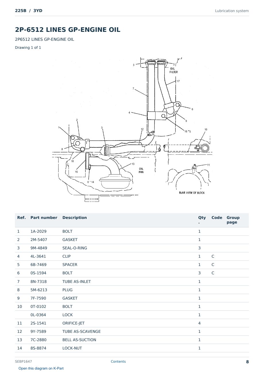 Caterpillar 225B S/N 3YD Partsbook SEBP1647 (English) - sample page 8 of 10 Caterpillar 225B S/N 3YD Partsbook SEBP1647 (English) - sample page 8 of 10