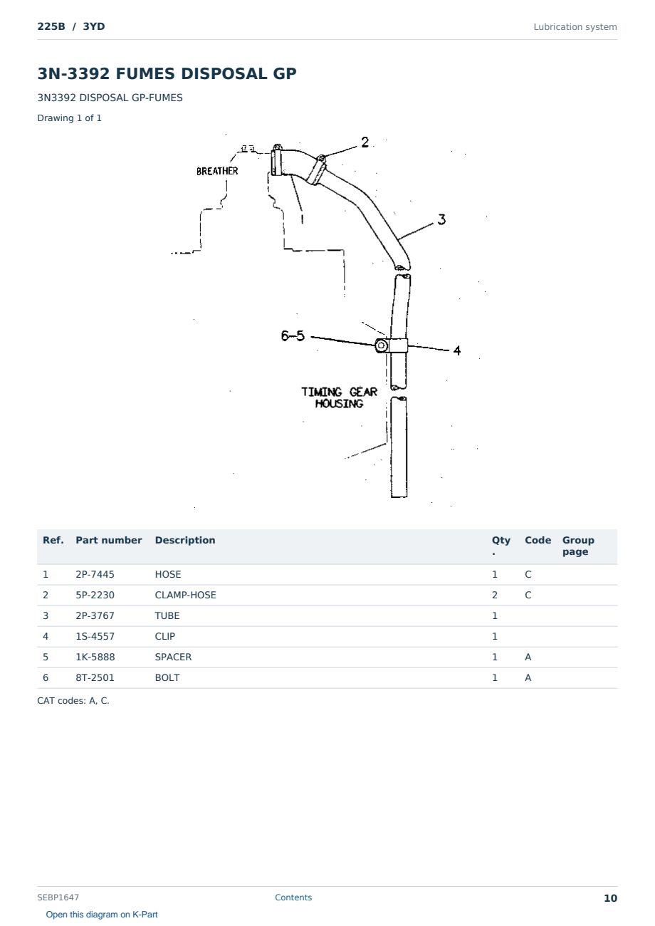 Caterpillar 225B S/N 3YD Partsbook SEBP1647 (English) - sample page 10 of 10 Caterpillar 225B S/N 3YD Partsbook SEBP1647 (English) - sample page 10 of 10
