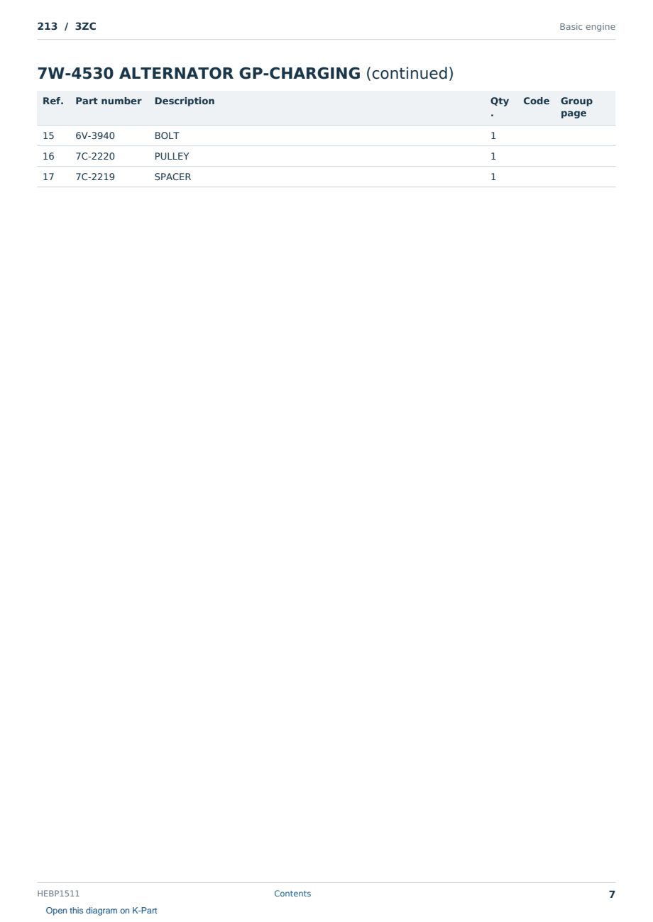 Caterpillar 213 S/N 3ZC Partsbook HEBP1511 (English) - sample page 7 of 10 Caterpillar 213 S/N 3ZC Partsbook HEBP1511 (English) - sample page 7 of 10
