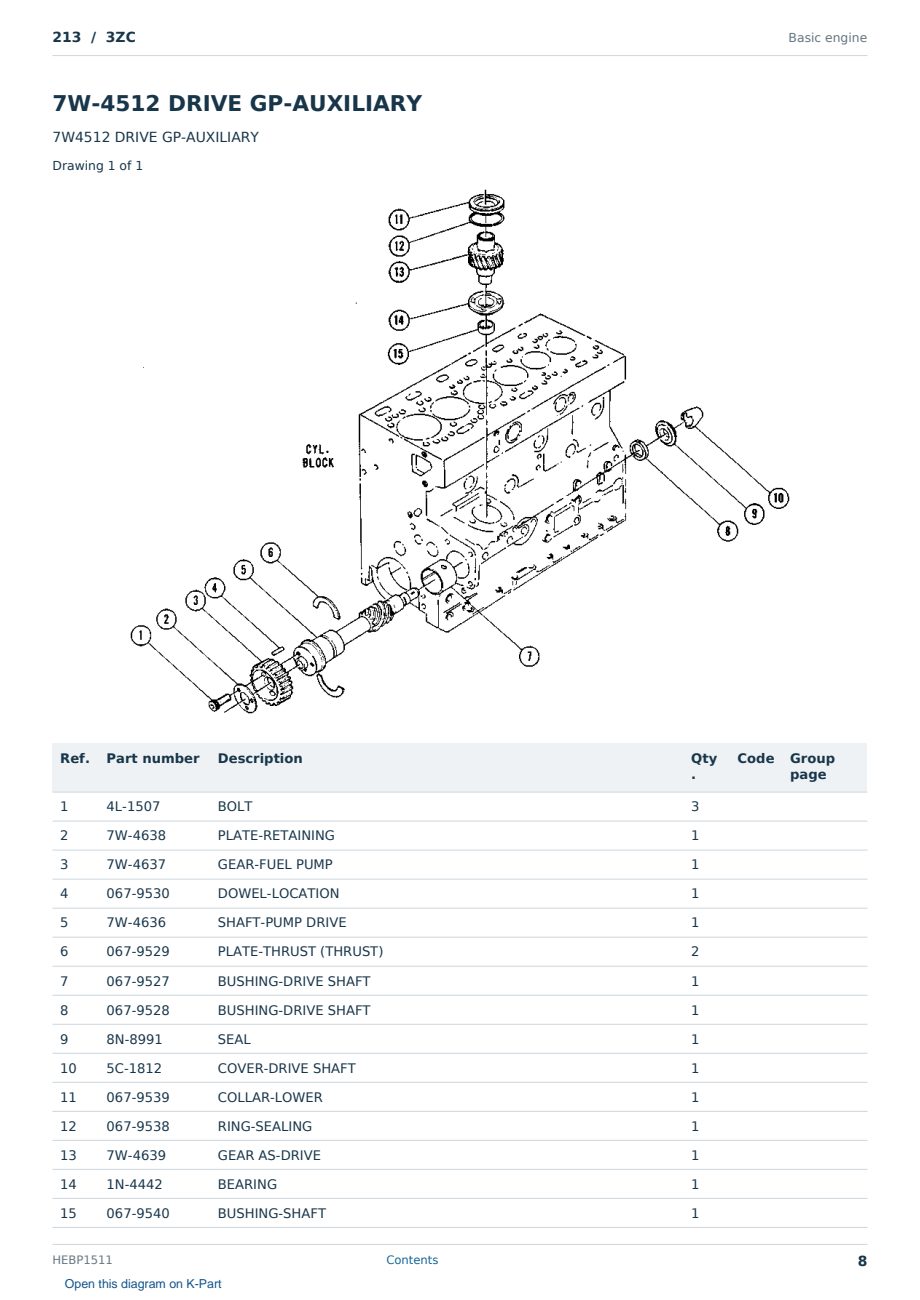 Caterpillar 213 S/N 3ZC Partsbook HEBP1511 (English) - sample page 8 of 10 Caterpillar 213 S/N 3ZC Partsbook HEBP1511 (English) - sample page 8 of 10