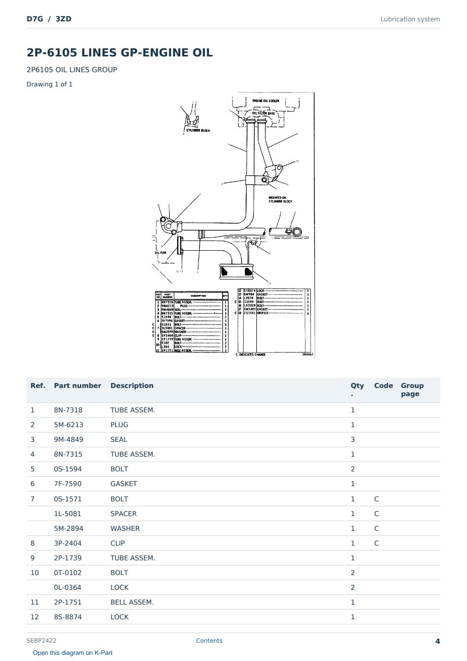 Caterpillar D7G S/N 3ZD Partsbook SEBP2422 (English) - sample page 4 of 10 Caterpillar D7G S/N 3ZD Partsbook SEBP2422 (English) - sample page 4 of 10