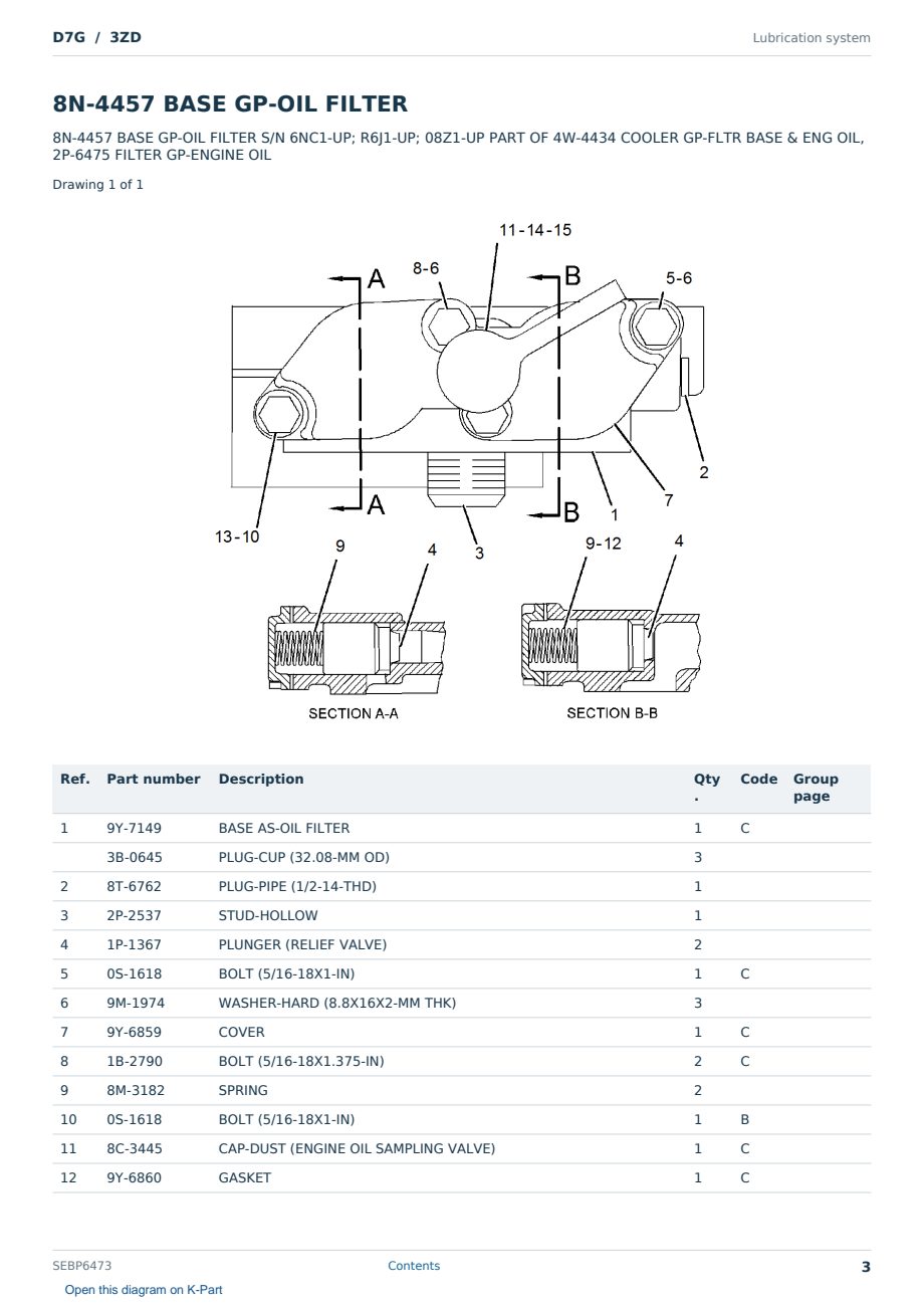 Caterpillar D7G S/N 3ZD Partsbook SEBP6473 (English) - sample page 3 of 10 Caterpillar D7G S/N 3ZD Partsbook SEBP6473 (English) - sample page 3 of 10