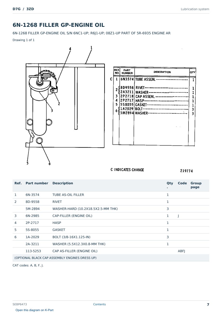 Caterpillar D7G S/N 3ZD Partsbook SEBP6473 (English) - sample page 7 of 10 Caterpillar D7G S/N 3ZD Partsbook SEBP6473 (English) - sample page 7 of 10