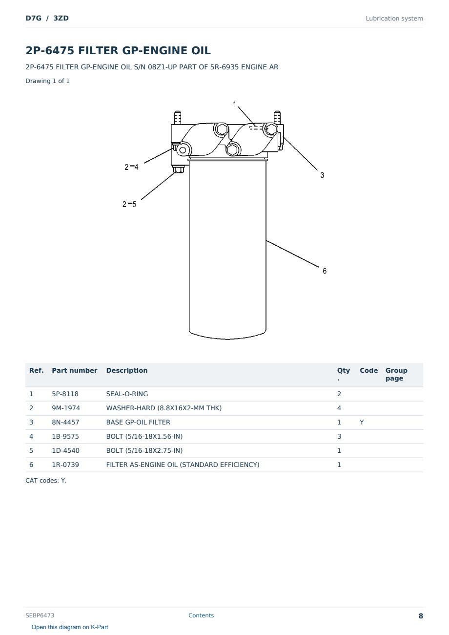 Caterpillar D7G S/N 3ZD Partsbook SEBP6473 (English) - sample page 8 of 10 Caterpillar D7G S/N 3ZD Partsbook SEBP6473 (English) - sample page 8 of 10