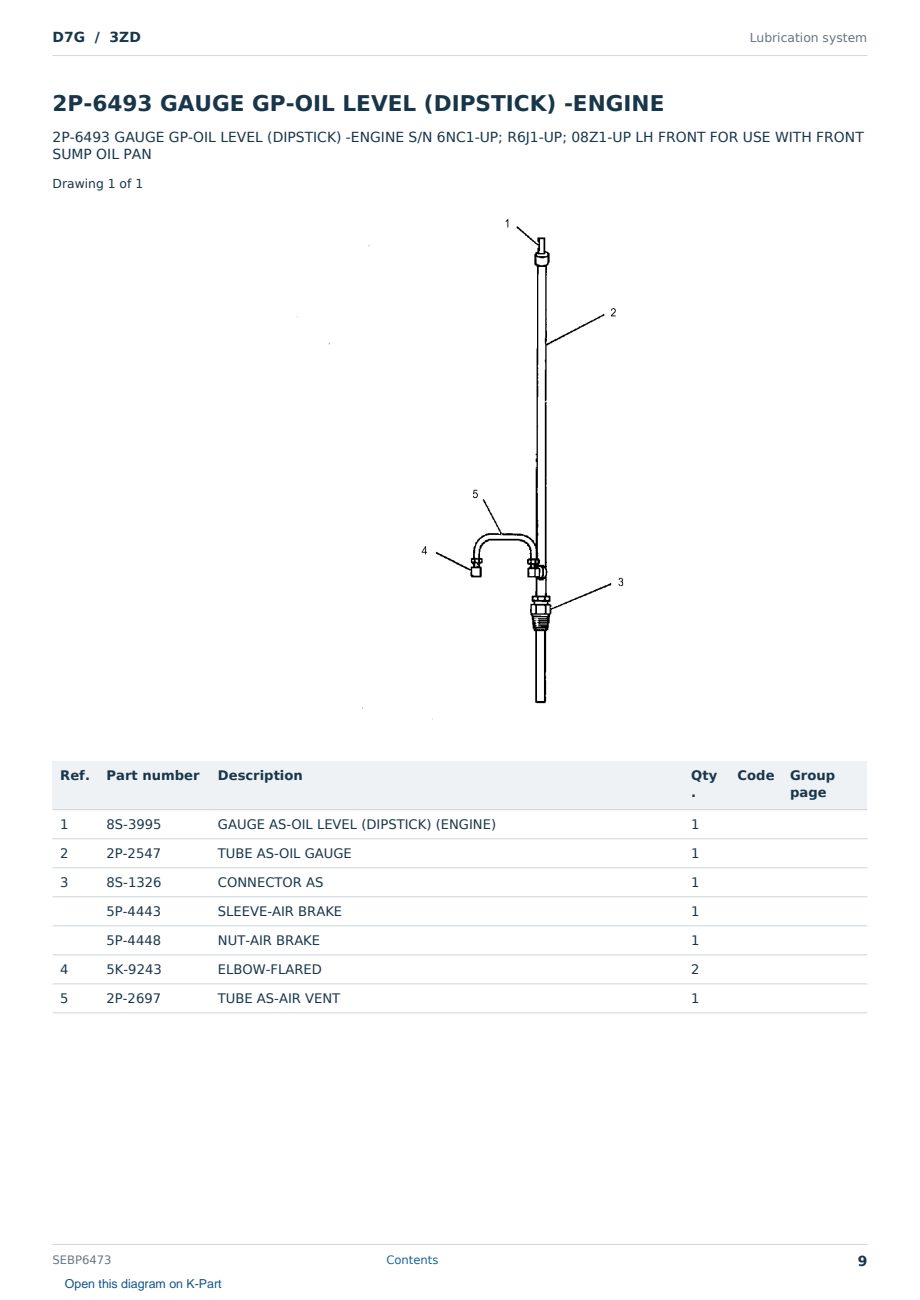 Caterpillar D7G S/N 3ZD Partsbook SEBP6473 (English) - sample page 9 of 10 Caterpillar D7G S/N 3ZD Partsbook SEBP6473 (English) - sample page 9 of 10