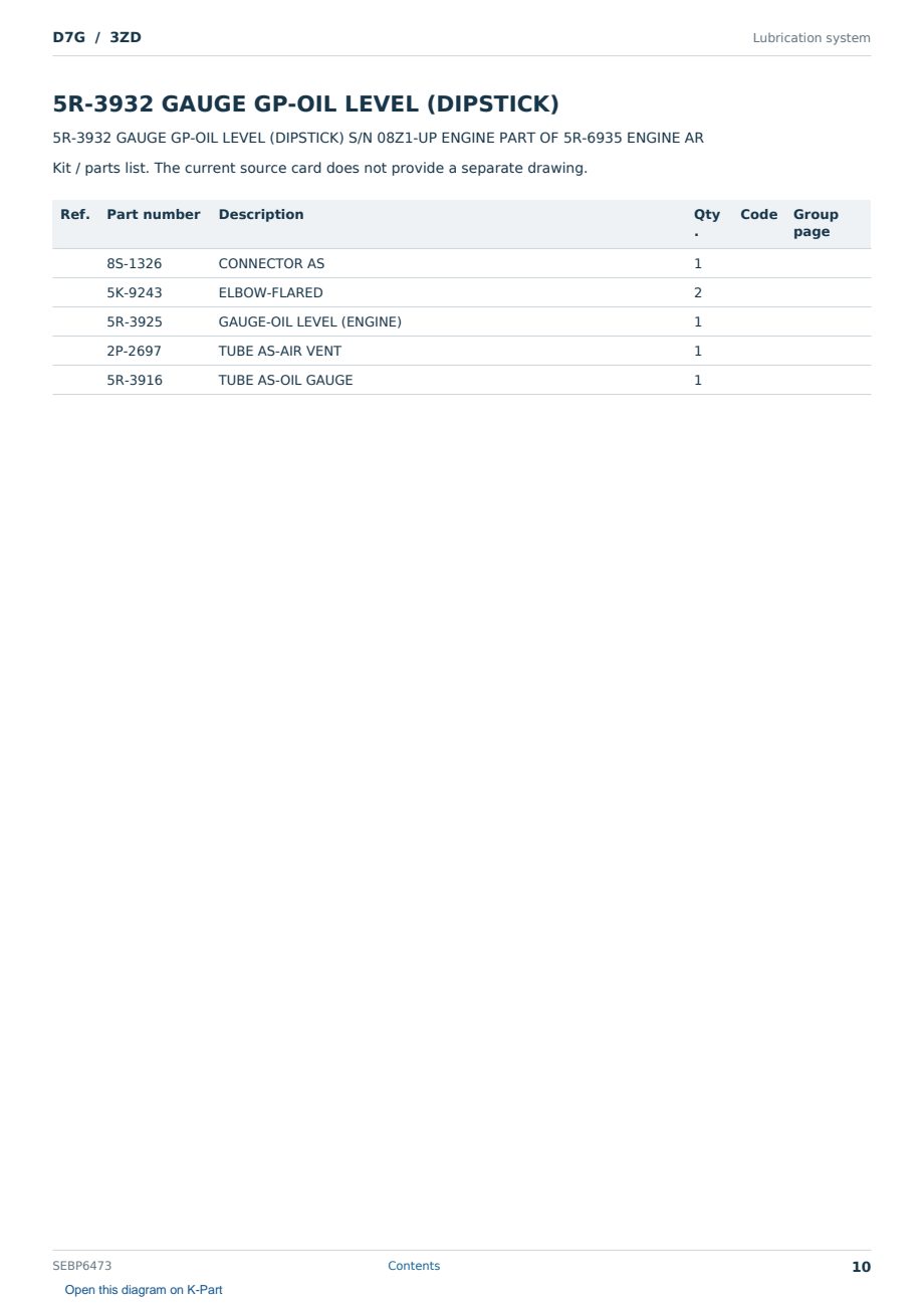 Caterpillar D7G S/N 3ZD Partsbook SEBP6473 (English) - sample page 10 of 10 Caterpillar D7G S/N 3ZD Partsbook SEBP6473 (English) - sample page 10 of 10