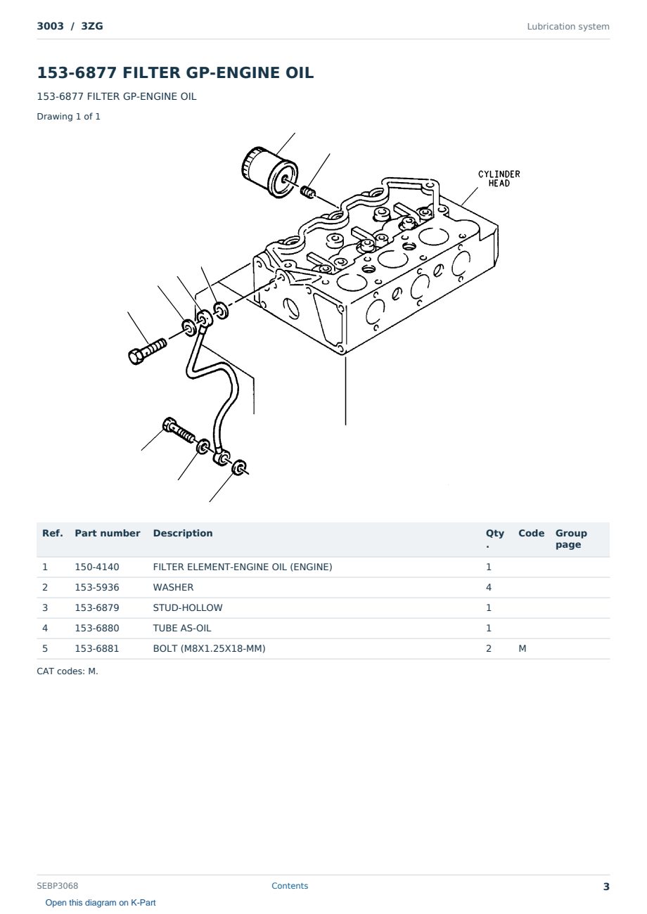 Caterpillar 3003 S/N 3ZG Partsbook SEBP3068 (English) - sample page 3 of 10 Caterpillar 3003 S/N 3ZG Partsbook SEBP3068 (English) - sample page 3 of 10