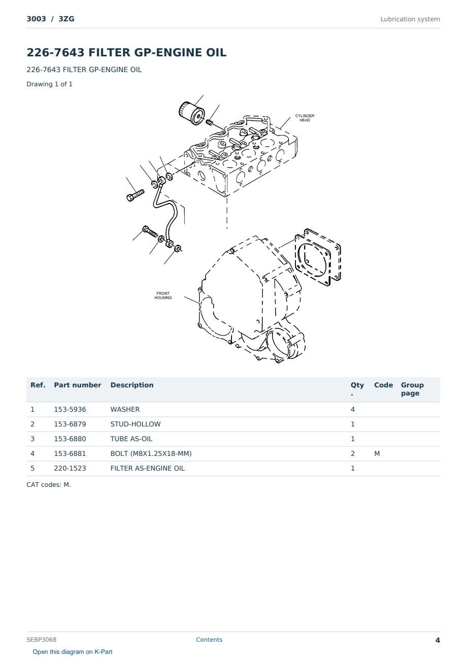 Caterpillar 3003 S/N 3ZG Partsbook SEBP3068 (English) - sample page 4 of 10 Caterpillar 3003 S/N 3ZG Partsbook SEBP3068 (English) - sample page 4 of 10