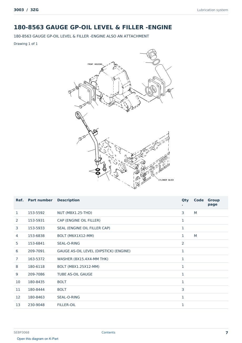 Caterpillar 3003 S/N 3ZG Partsbook SEBP3068 (English) - sample page 7 of 10 Caterpillar 3003 S/N 3ZG Partsbook SEBP3068 (English) - sample page 7 of 10