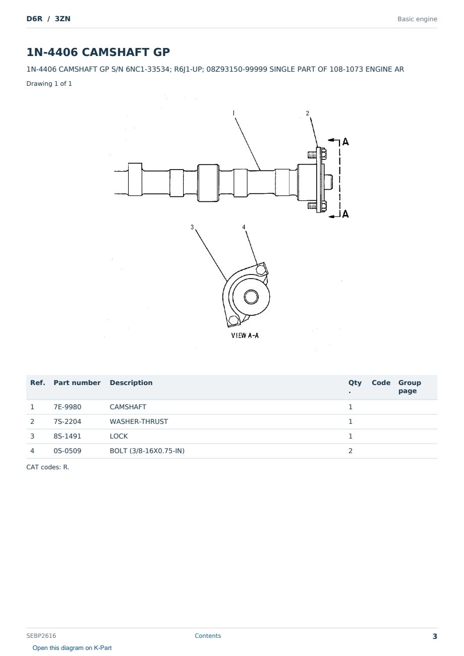 Caterpillar D6R S/N 3ZN Partsbook SEBP2616 (English) - sample page 3 of 10 Caterpillar D6R S/N 3ZN Partsbook SEBP2616 (English) - sample page 3 of 10