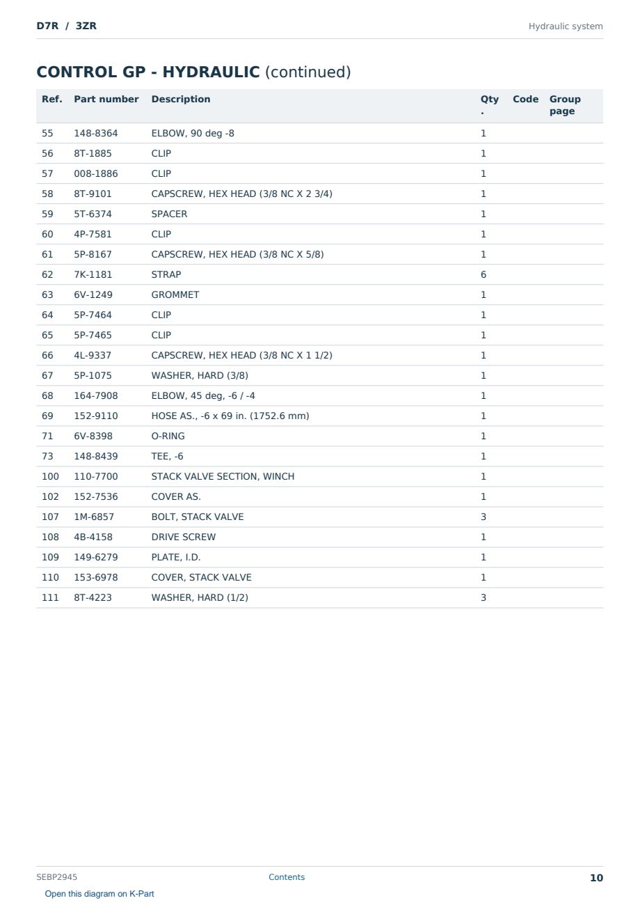 Caterpillar D7R S/N 3ZR Partsbook SEBP2945 (English) - sample page 10 of 10 Caterpillar D7R S/N 3ZR Partsbook SEBP2945 (English) - sample page 10 of 10