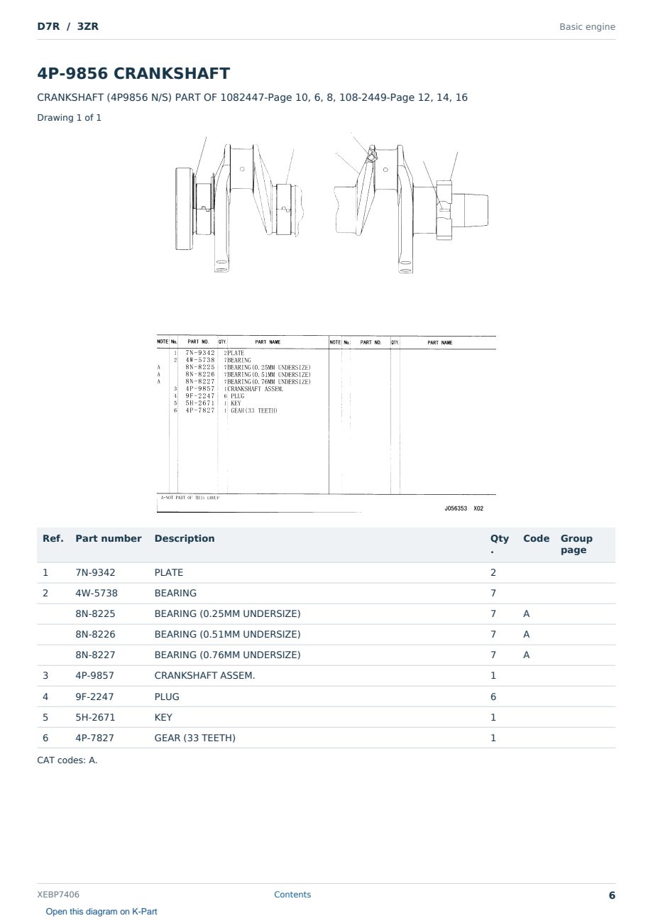Caterpillar D7R S/N 3ZR Partsbook XEBP7406 (English) - sample page 6 of 10 Caterpillar D7R S/N 3ZR Partsbook XEBP7406 (English) - sample page 6 of 10