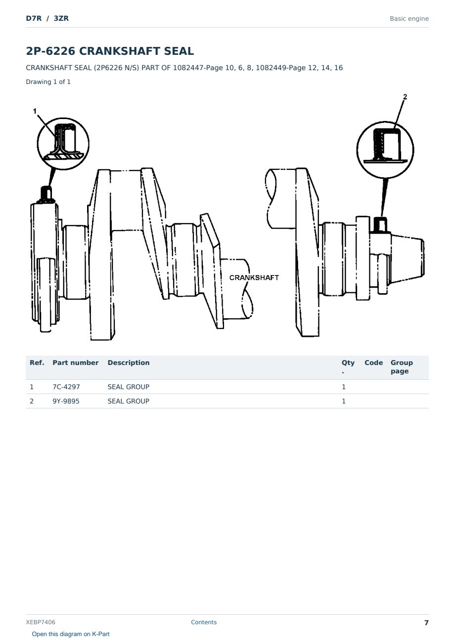 Caterpillar D7R S/N 3ZR Partsbook XEBP7406 (English) - sample page 7 of 10 Caterpillar D7R S/N 3ZR Partsbook XEBP7406 (English) - sample page 7 of 10