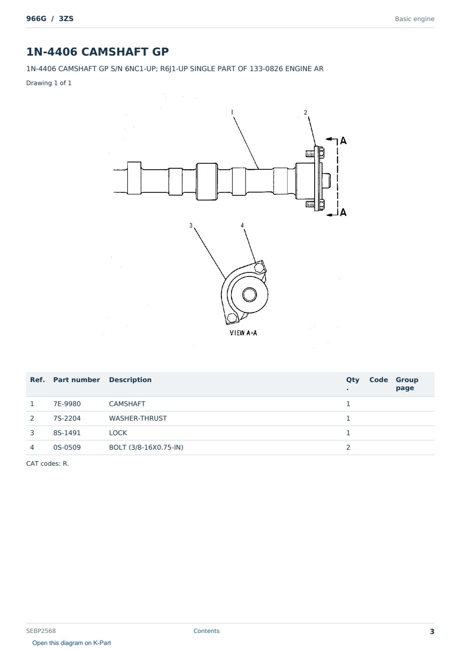 Caterpillar 966G S/N 3ZS Partsbook SEBP2568 (English) - sample page 3 of 10 Caterpillar 966G S/N 3ZS Partsbook SEBP2568 (English) - sample page 3 of 10