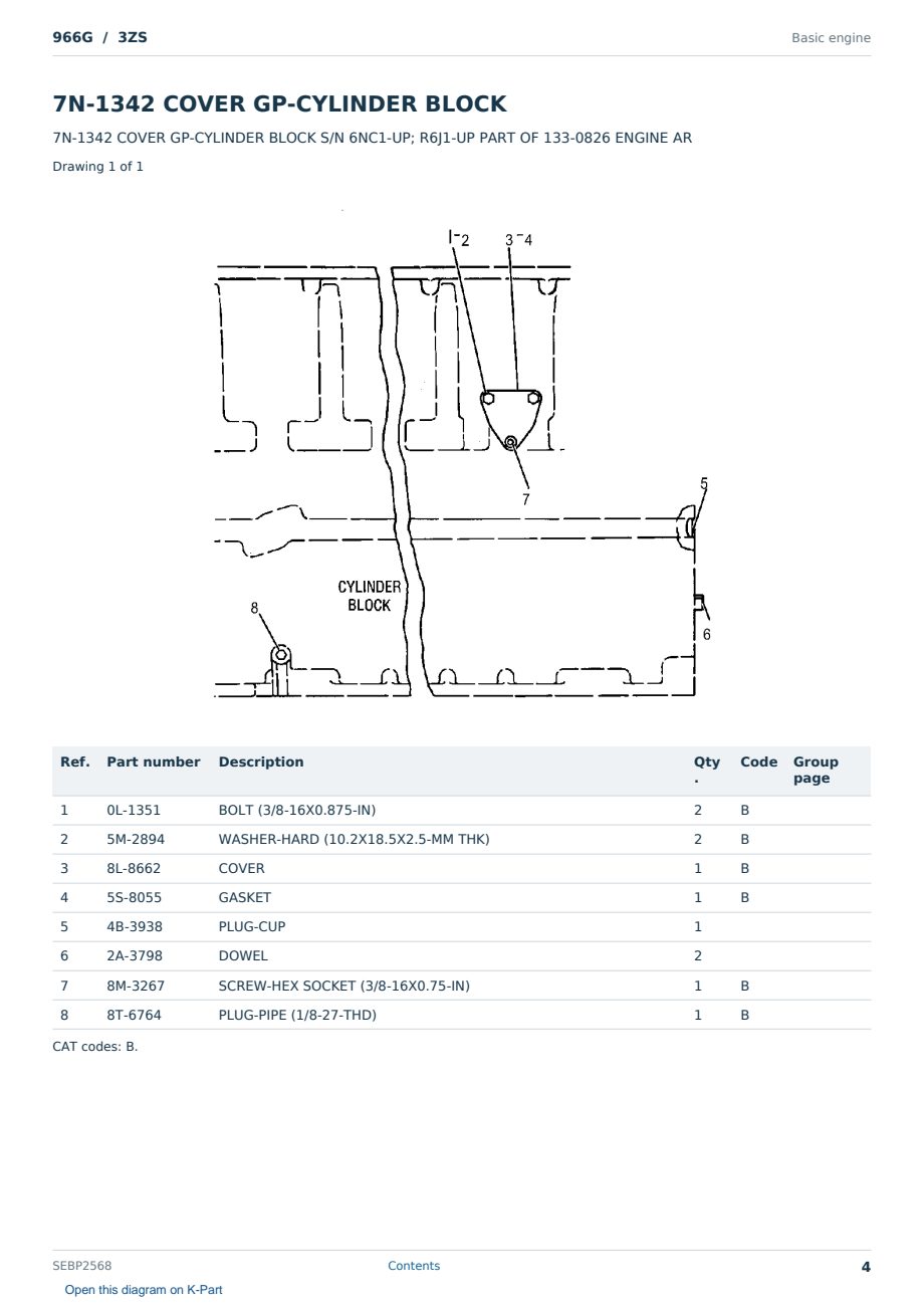 Caterpillar 966G S/N 3ZS Partsbook SEBP2568 (English) - sample page 4 of 10 Caterpillar 966G S/N 3ZS Partsbook SEBP2568 (English) - sample page 4 of 10