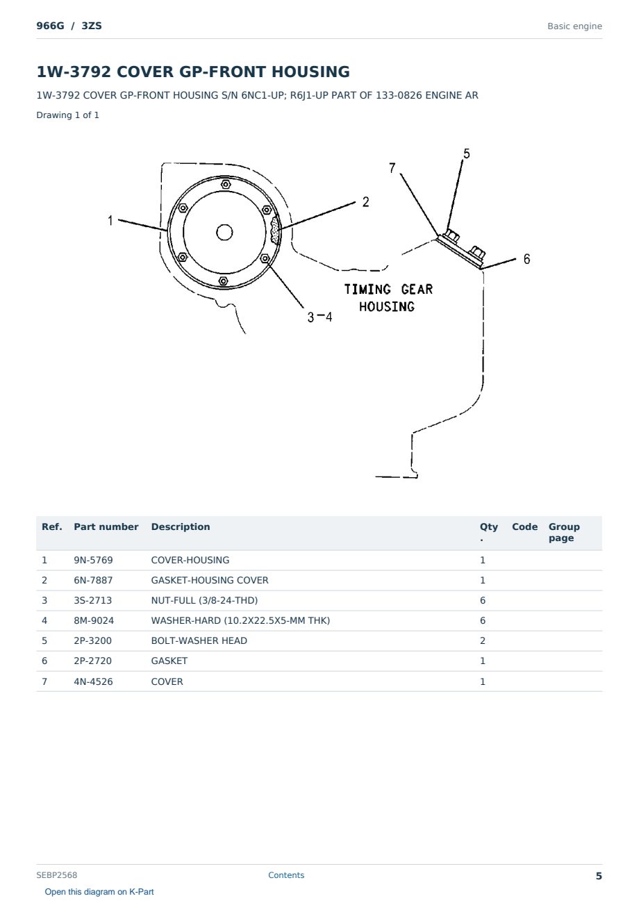 Caterpillar 966G S/N 3ZS Partsbook SEBP2568 (English) - sample page 5 of 10 Caterpillar 966G S/N 3ZS Partsbook SEBP2568 (English) - sample page 5 of 10
