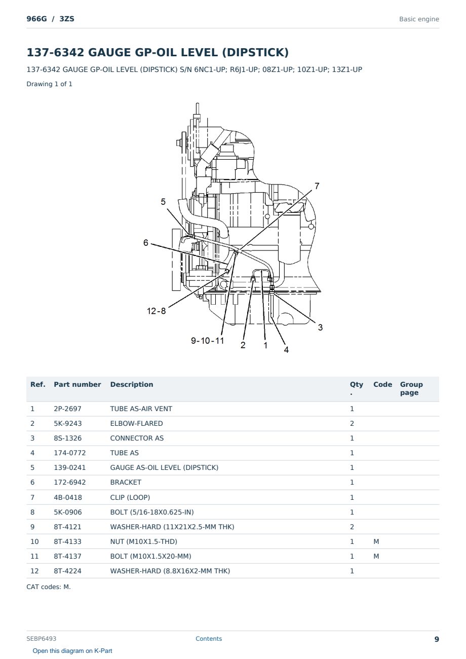 Caterpillar 966G S/N 3ZS Partsbook SEBP6493 (English) - sample page 9 of 10 Caterpillar 966G S/N 3ZS Partsbook SEBP6493 (English) - sample page 9 of 10