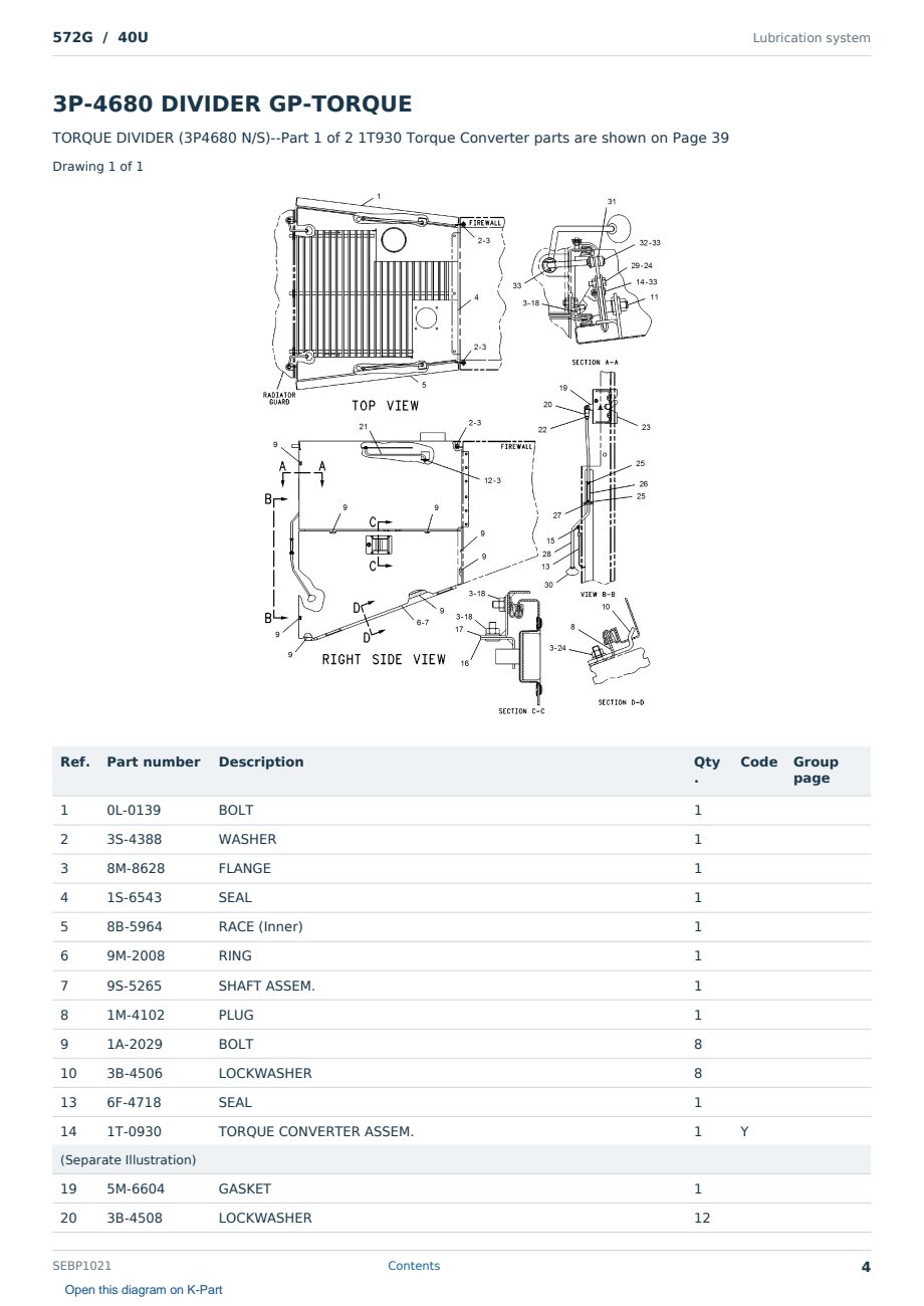 Caterpillar 572G S/N 40U Partsbook SEBP1021 (English) - sample page 4 of 10 Caterpillar 572G S/N 40U Partsbook SEBP1021 (English) - sample page 4 of 10