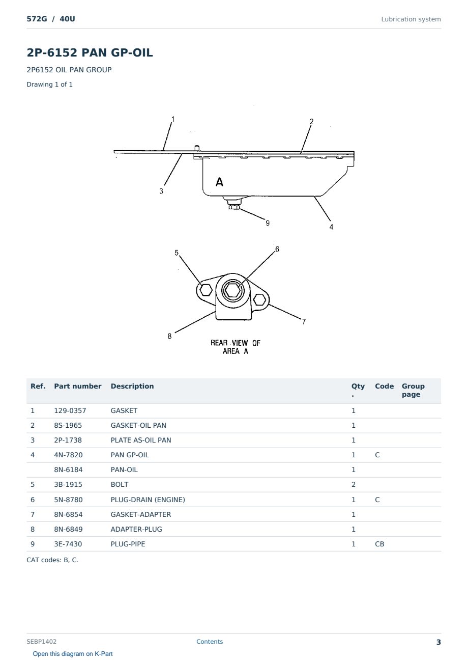 Caterpillar 572G S/N 40U Partsbook SEBP1402 (English) - sample page 3 of 10 Caterpillar 572G S/N 40U Partsbook SEBP1402 (English) - sample page 3 of 10