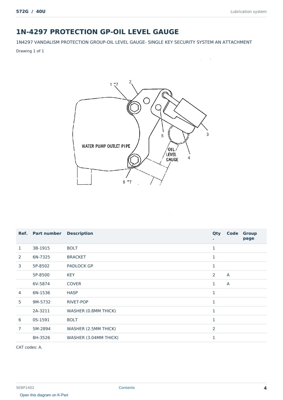 Caterpillar 572G S/N 40U Partsbook SEBP1402 (English) - sample page 4 of 10 Caterpillar 572G S/N 40U Partsbook SEBP1402 (English) - sample page 4 of 10