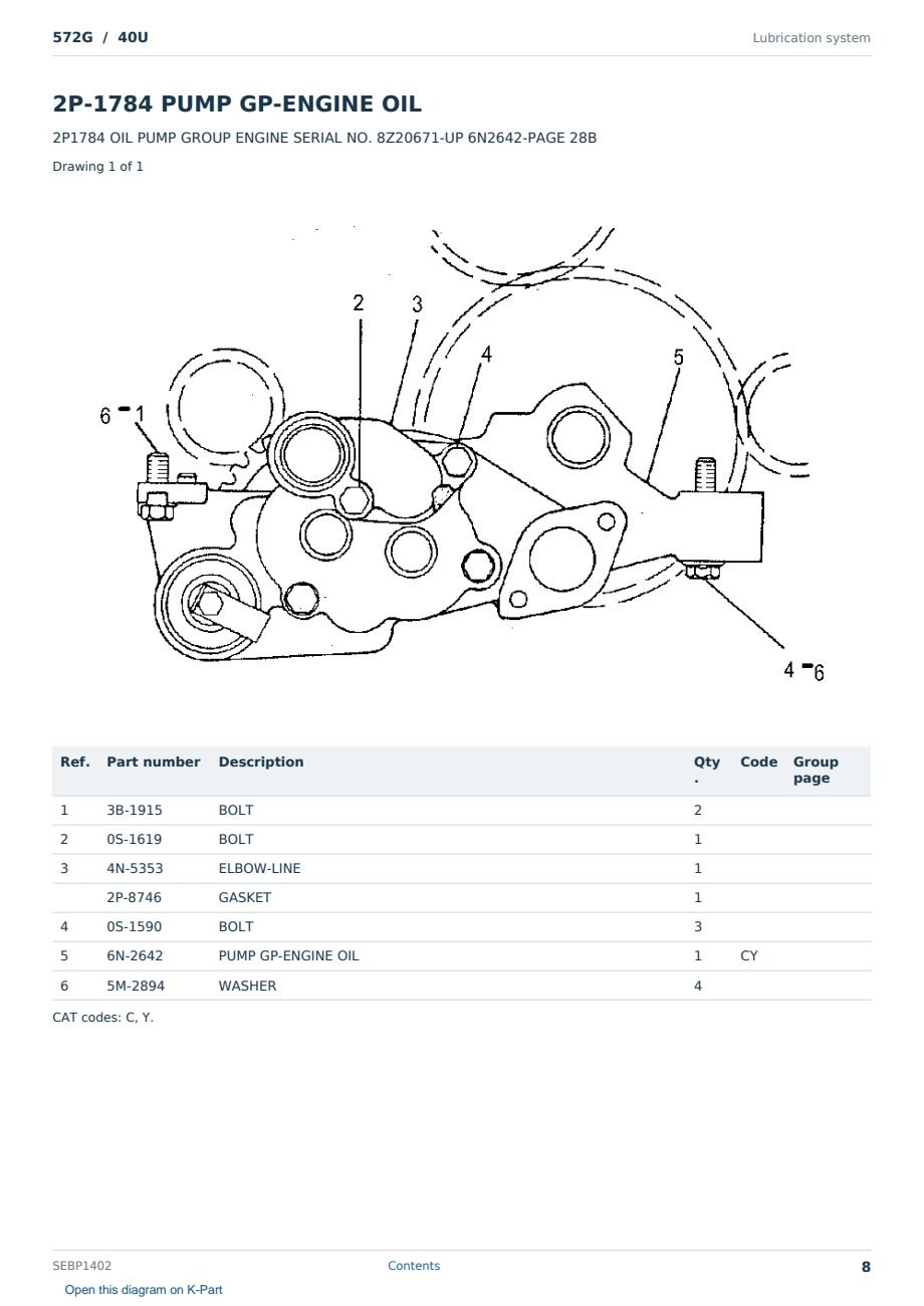 Caterpillar 572G S/N 40U Partsbook SEBP1402 (English) - sample page 8 of 10 Caterpillar 572G S/N 40U Partsbook SEBP1402 (English) - sample page 8 of 10