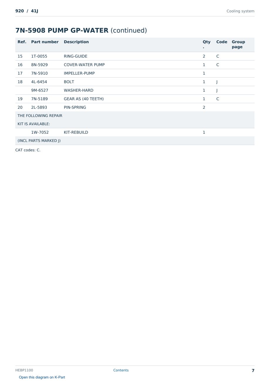 Caterpillar 920 S/N 41J Partsbook HEBP1100 (English) - sample page 7 of 10 Caterpillar 920 S/N 41J Partsbook HEBP1100 (English) - sample page 7 of 10
