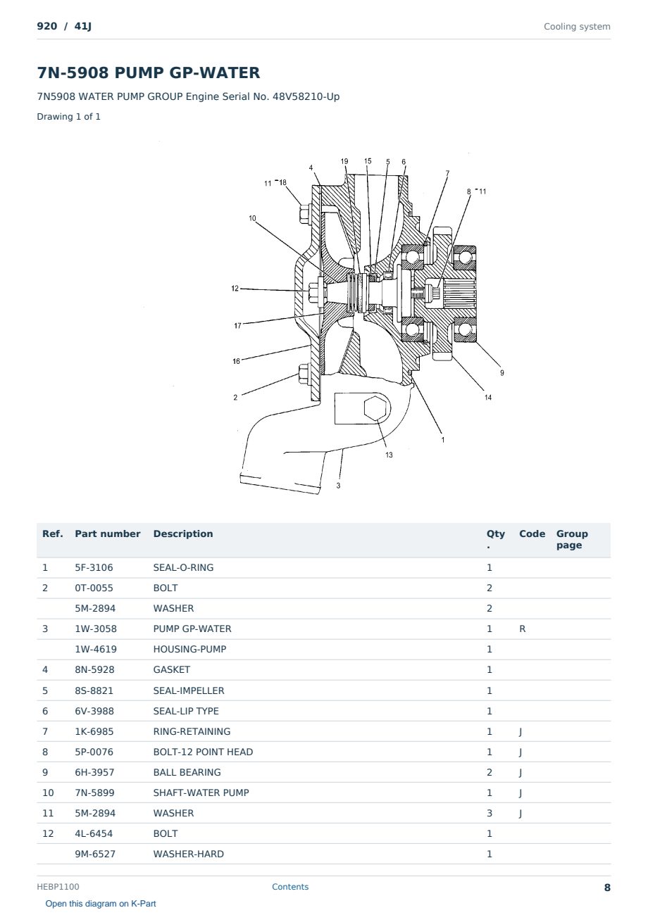 Caterpillar 920 S/N 41J Partsbook HEBP1100 (English) - sample page 8 of 10 Caterpillar 920 S/N 41J Partsbook HEBP1100 (English) - sample page 8 of 10
