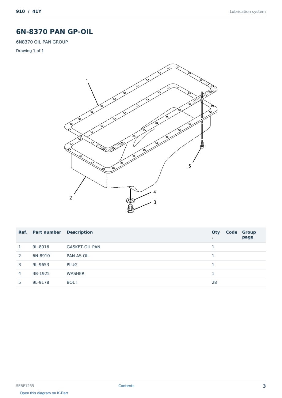 Caterpillar 910 S/N 41Y Partsbook SEBP1255 (English) - sample page 3 of 10 Caterpillar 910 S/N 41Y Partsbook SEBP1255 (English) - sample page 3 of 10